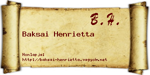 Baksai Henrietta névjegykártya